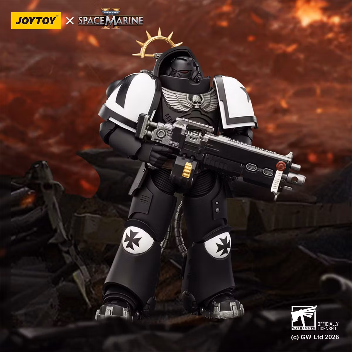 Warhammer 40,000: Space Marine 2 Black Templars Heavy Intercessor with Heavy Bolt Rifle and Bolt Pistol (Game Edition) 1/18 Scale Action Figure