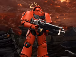 Warhammer 40,000: Space Marine 2 Blood Angels Heavy Intercessor with Heavy Bolt Rifle and Bolt Pistol (Game Edition) 1/18 Scale Action Figure