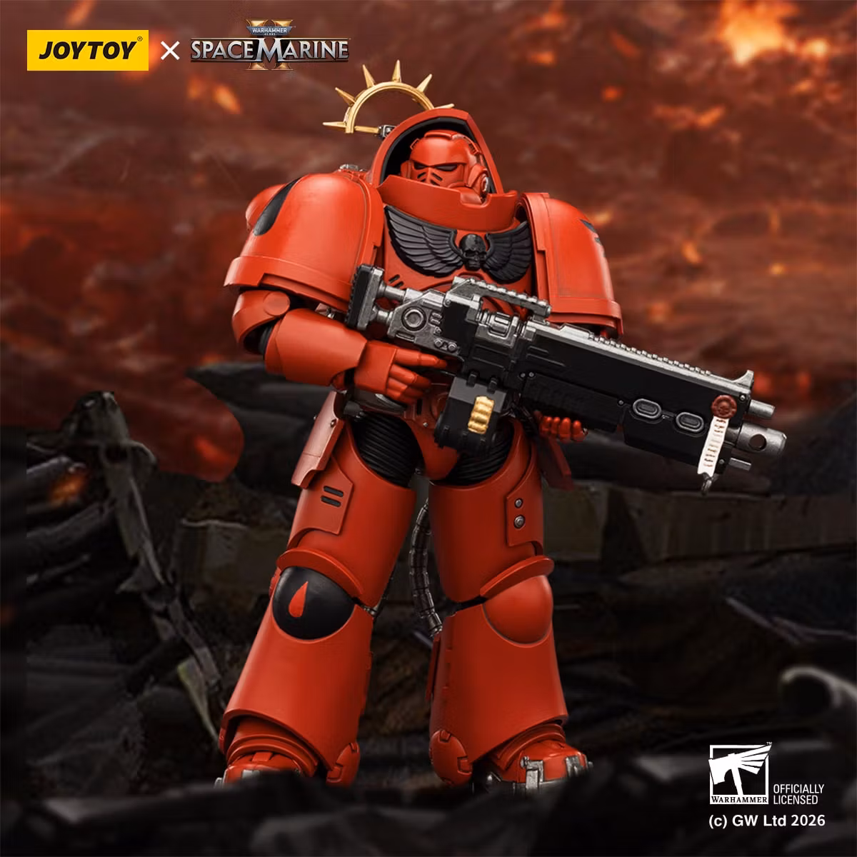 Warhammer 40,000: Space Marine 2 Blood Angels Heavy Intercessor with Heavy Bolt Rifle and Bolt Pistol (Game Edition) 1/18 Scale Action Figure