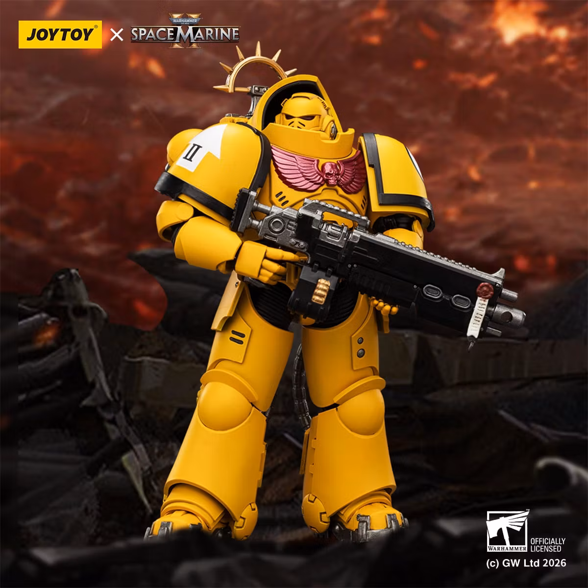 Warhammer 40,000: Space Marine 2 Imperial Fists Heavy Intercessor with Heavy Bolt Rifle and Bolt Pistol (Game Edition) 1/18 Scale Action Figure