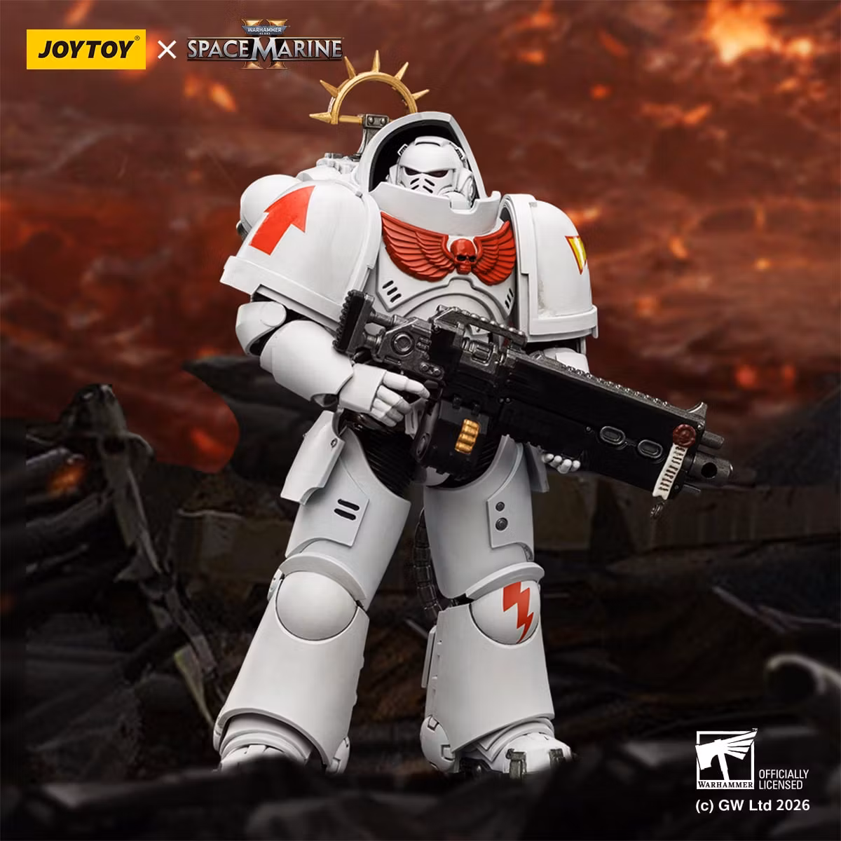 Warhammer 40,000: Space Marine 2 White Scars Heavy Intercessor with Heavy Bolt Rifle and Bolt Pistol (Game Edition) 1/18 Scale Action Figure