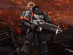 Warhammer 40,000: Space Marine 2 Raven Guard Heavy Intercessor with Heavy Bolt Rifle and Bolt Pistol (Game Edition) 1/18 Scale Action Figure