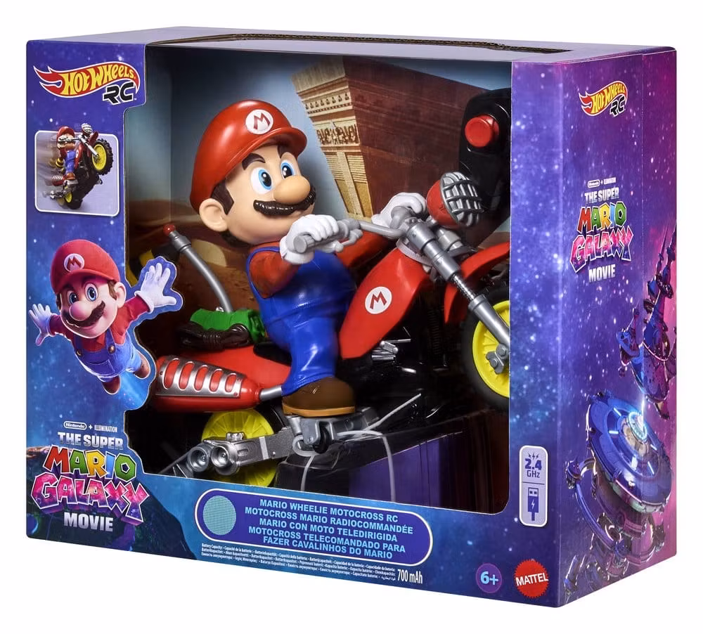 The Super Mario Galaxy Movie Hot Wheels RC Vehicle Mario Wheelie Motocross