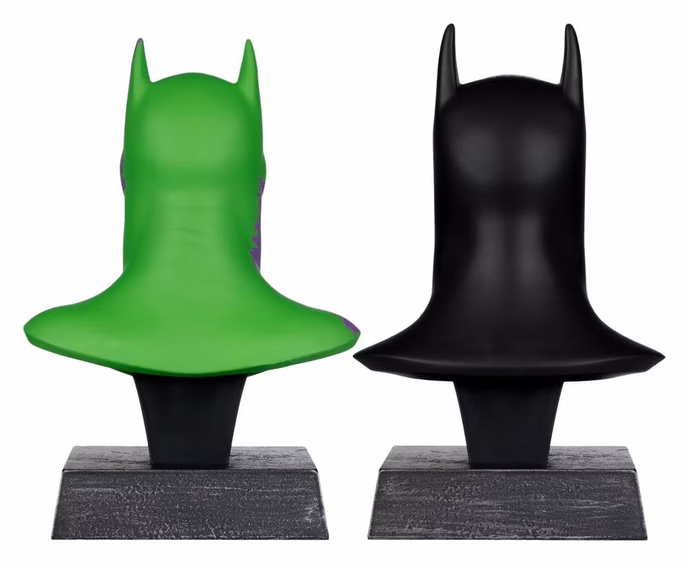 Batman DC Direct Mini Replica 1/3 2-pack Batman Cowls Hush & Knightfall (Jokerized) (Gold Label)