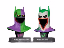 Batman DC Direct Mini Replica 1/3 2-pack Batman Cowls Hush & Knightfall (Jokerized) (Gold Label)