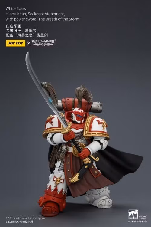 Warhammer: The Horus Heresy White Scars Hibou Khan Seeker of Atonement with The Breath of the Storm Powersword 1/18 Scale Action Figure