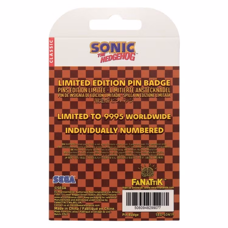 Sonic the Hedgehog Limited Edition Moving Pin Badge