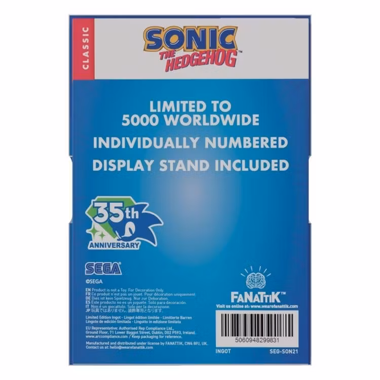 Sonic the Hedgehog 35th Anniversary Limited Edition Stained Glass Window Ingot