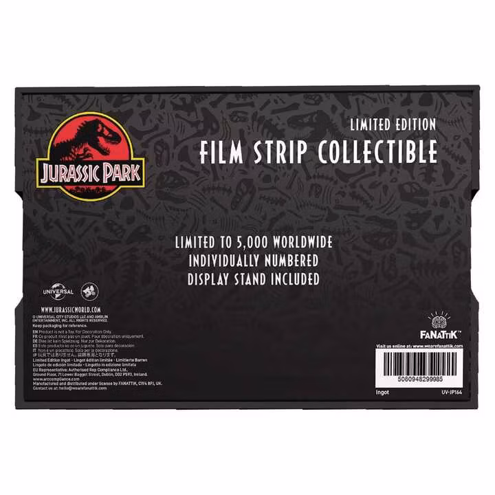 Jurassic Park Ingot Metal Film Strip Collectible