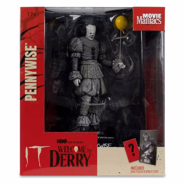 It Welcome to Derry Movie Maniacs Figure Pennywise (Black & White)