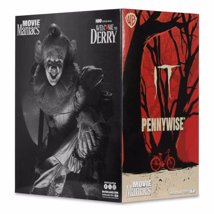 It Welcome to Derry Movie Maniacs Figure Pennywise (Black & White)