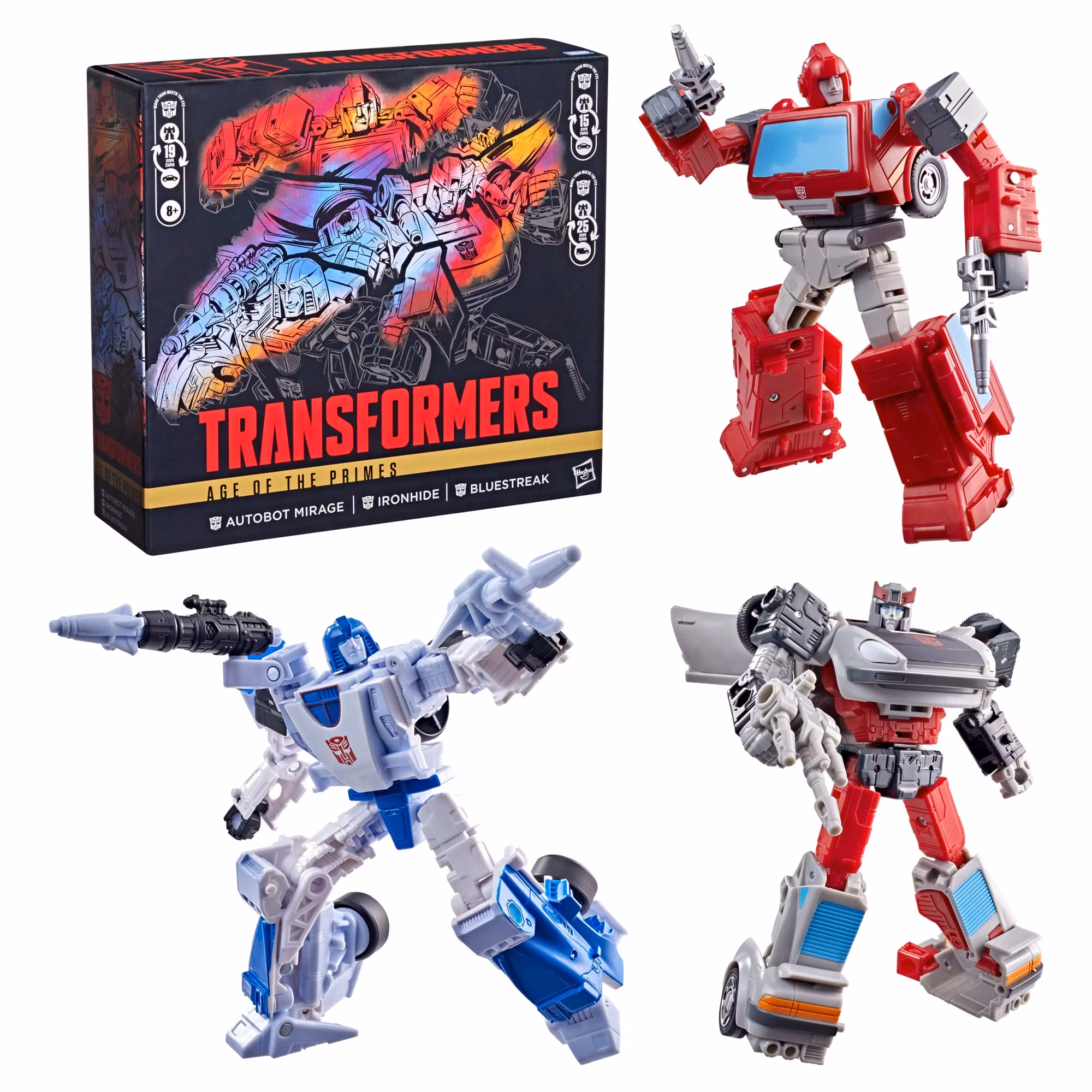 Transformers: Age of the Primes Autobot Mirage, Ironhide & Bluestreak Action Figure Three-Pack