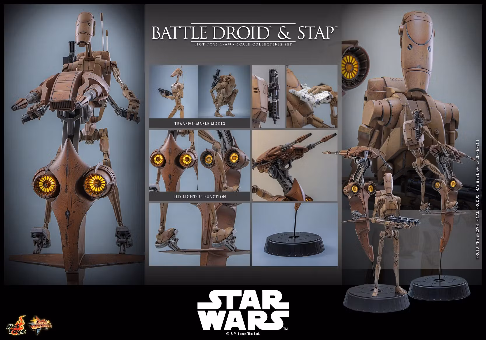Star Wars: The Phantom Menace MMS887 Battle Droid & STAP 1/6th Scale Collectible Figure and Vehicle Accessory