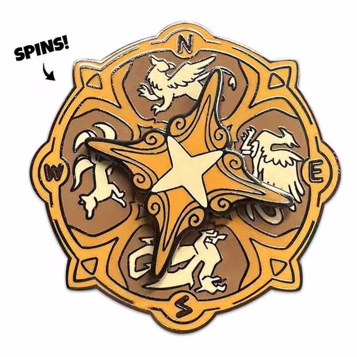 Quincy's Tavern Pin Badge Compass