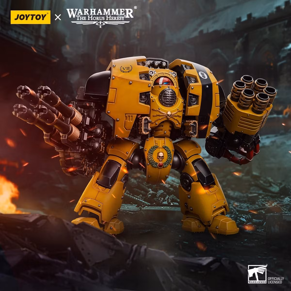 Warhammer: The Horus Heresy Imperial Fists Leviathan Dreadnought with Cyclonic Melta Lance and Storm Cannon 1/18 Scale Action Figure