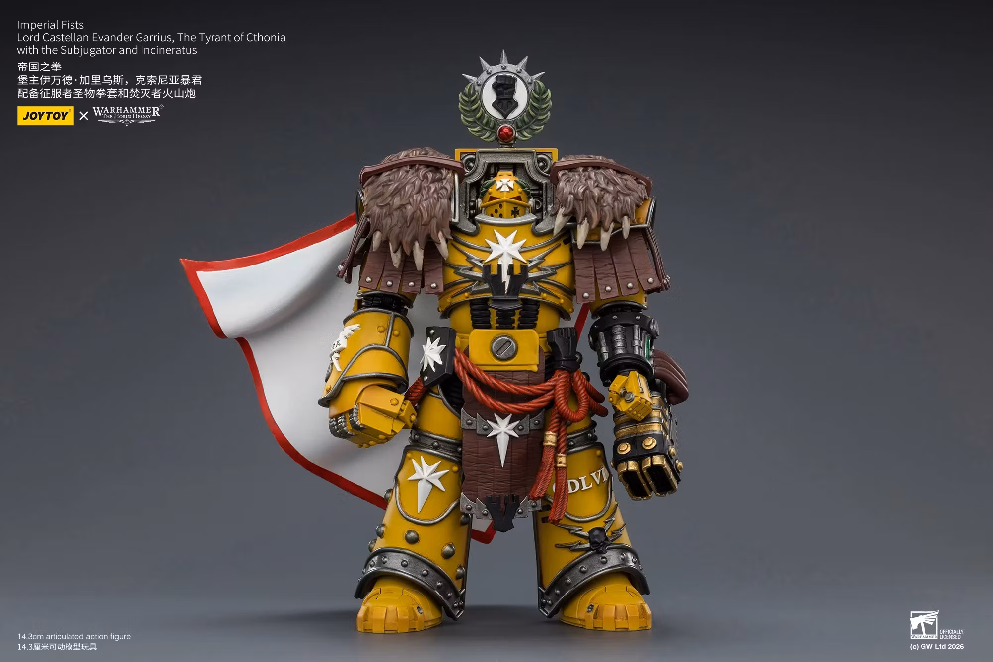 Warhammer: The Horus Heresy Imperial Fists Lord Castellan Evander Garrius The Tyrant of Cthonia 1/18 Scale Action Figure