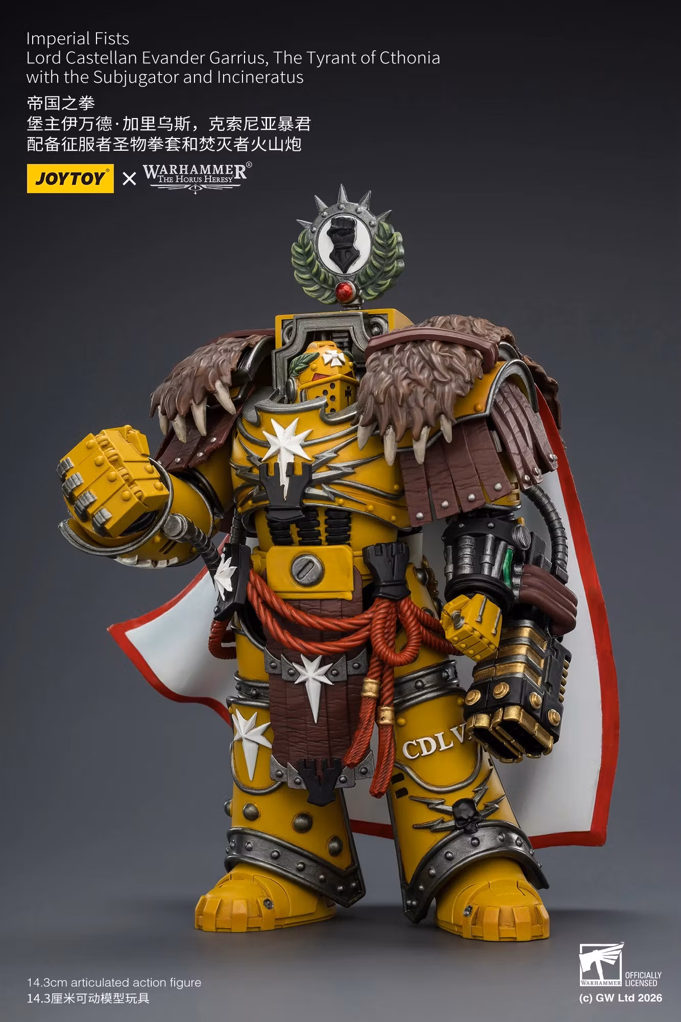 Warhammer: The Horus Heresy Imperial Fists Lord Castellan Evander Garrius The Tyrant of Cthonia 1/18 Scale Action Figure