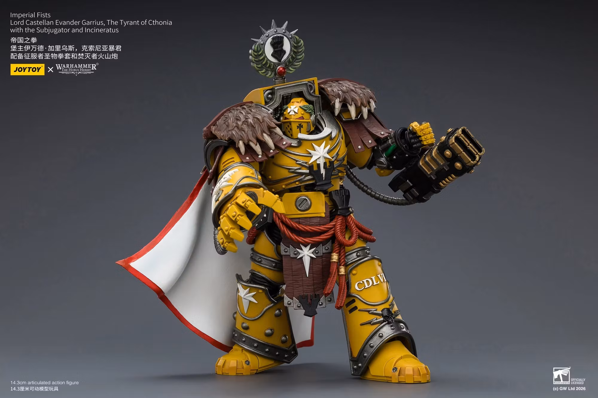 Warhammer: The Horus Heresy Imperial Fists Lord Castellan Evander Garrius The Tyrant of Cthonia 1/18 Scale Action Figure
