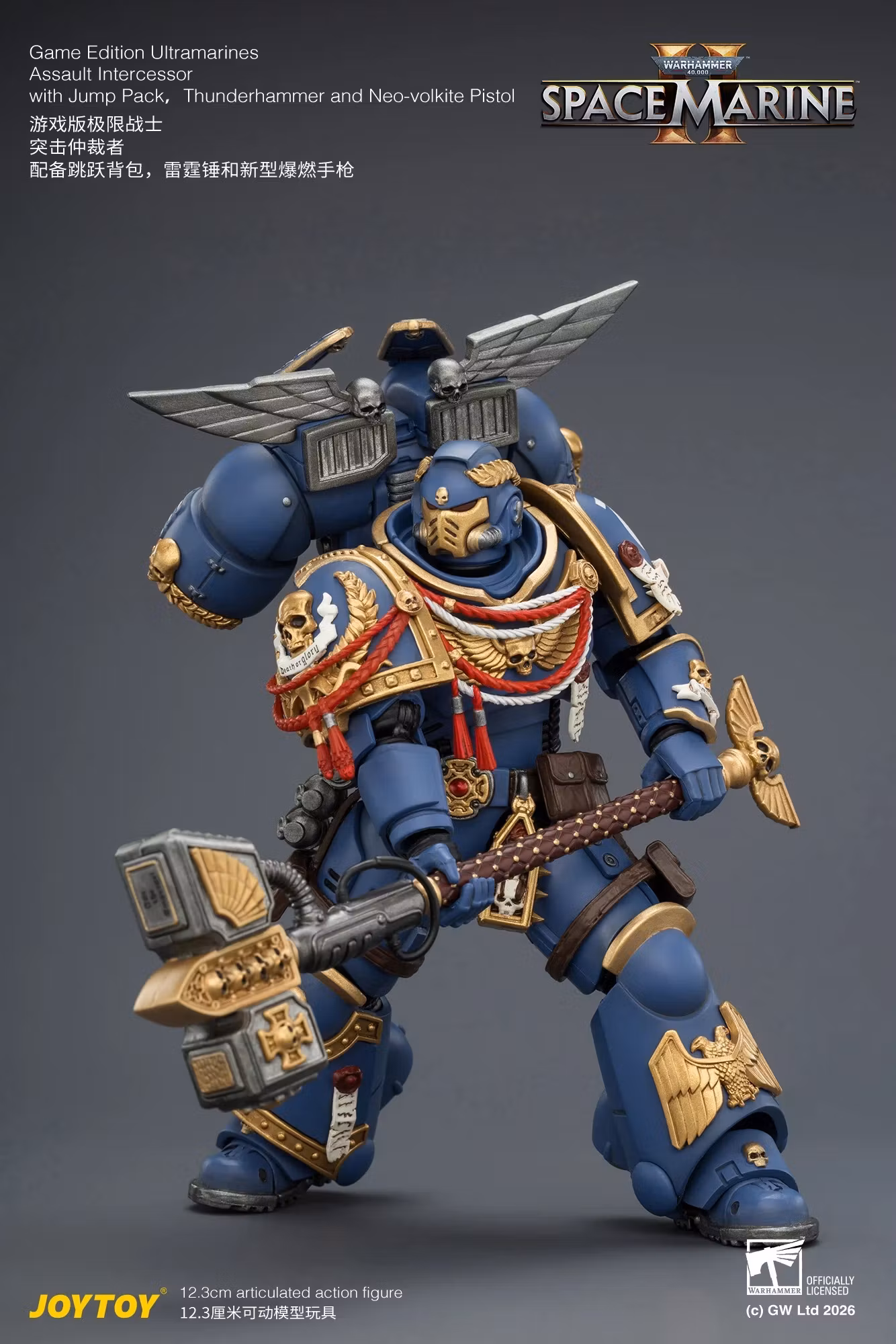 Warhammer 40,000: Space Marine 2 Ultramarines Assault Intercessor (Game Edition) 1/18 Scale Action Figure