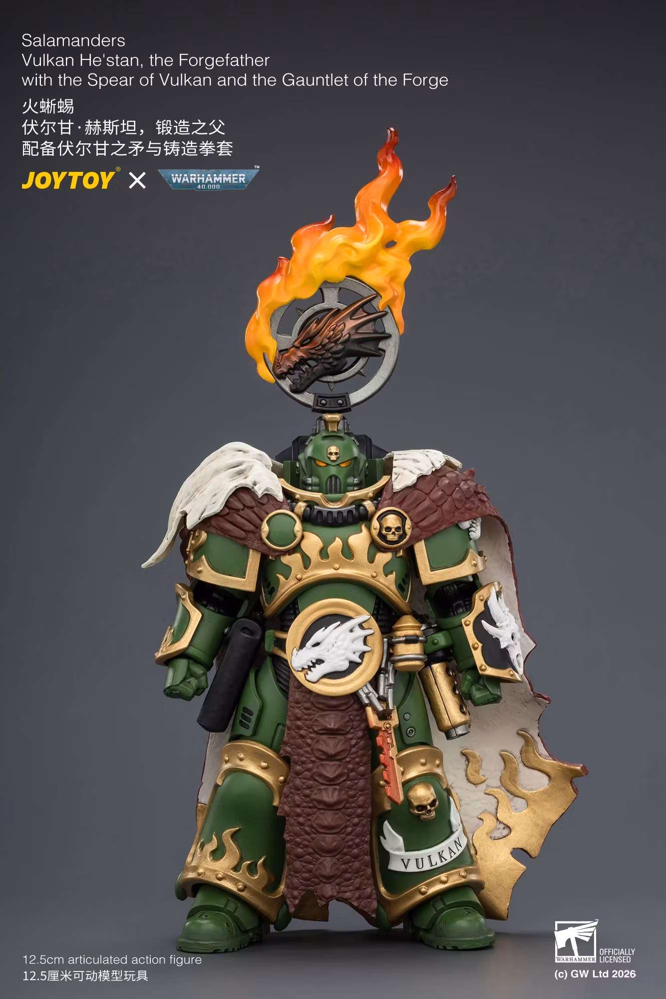 Warhammer 40,000 Salamanders Vulkan He'Stan The Forgefather 1/18 Scale Action Figure