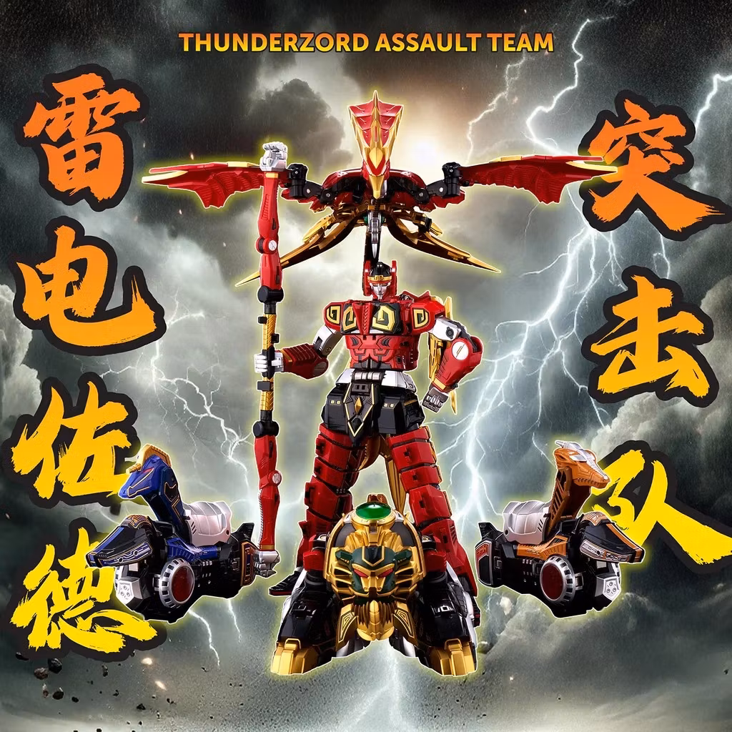 Mighty Morphin Power Rangers Go! Kara Kuri Combine Thunder Megazord Action Figure