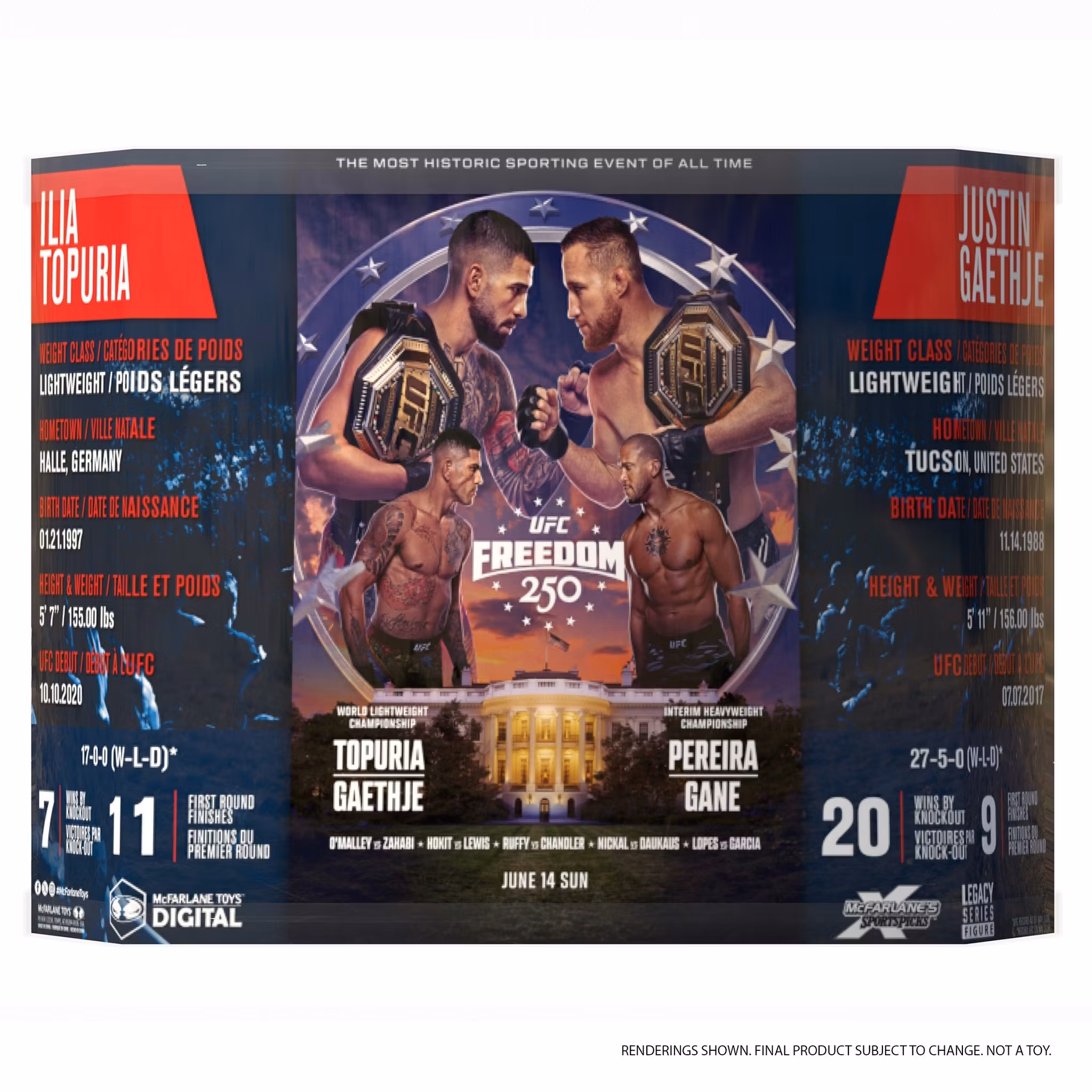 UFC SportsPicks Ilia Topuria & Justin Gaethje (UFC Freedom 250) 7" Posed Figure Two-Pack