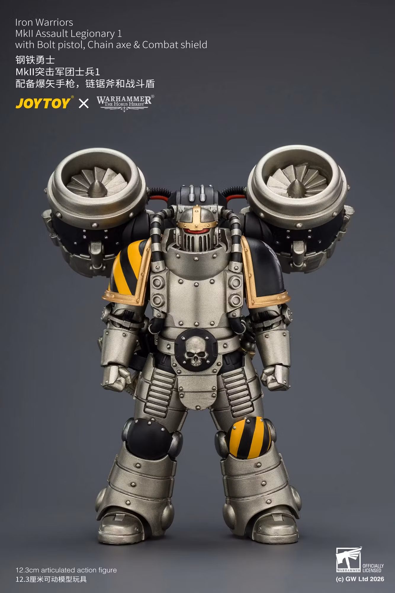 Warhammer: The Horus Heresy Iron Warriors MkII Assault Legionary 1 with Bolt Pistol, Chain Axe & Combat Shield 1/18 Scale Action Figure