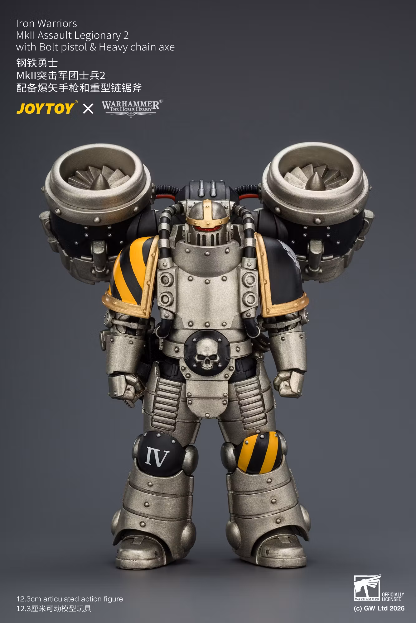 Warhammer: The Horus Heresy Iron Warriors MkII Assault Legionary 2 with Bolt Pistol & Heavy Chain Axe 1/18 Scale Action Figure
