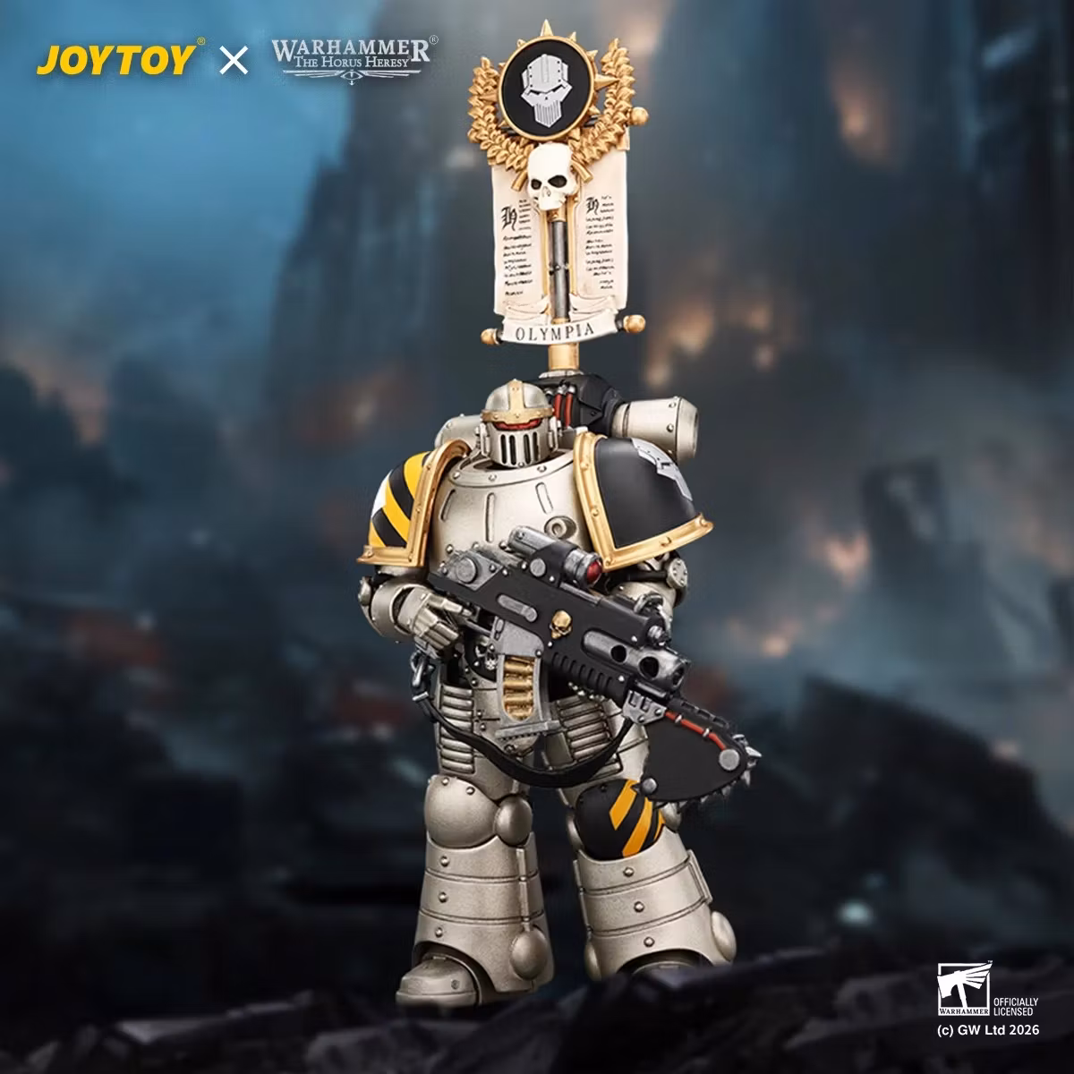 Warhammer: The Horus Heresy Iron Warriors MkII Legionary 1 with Vexilla, Bolter and Bolt Pistol 1/18 Scale Action Figure