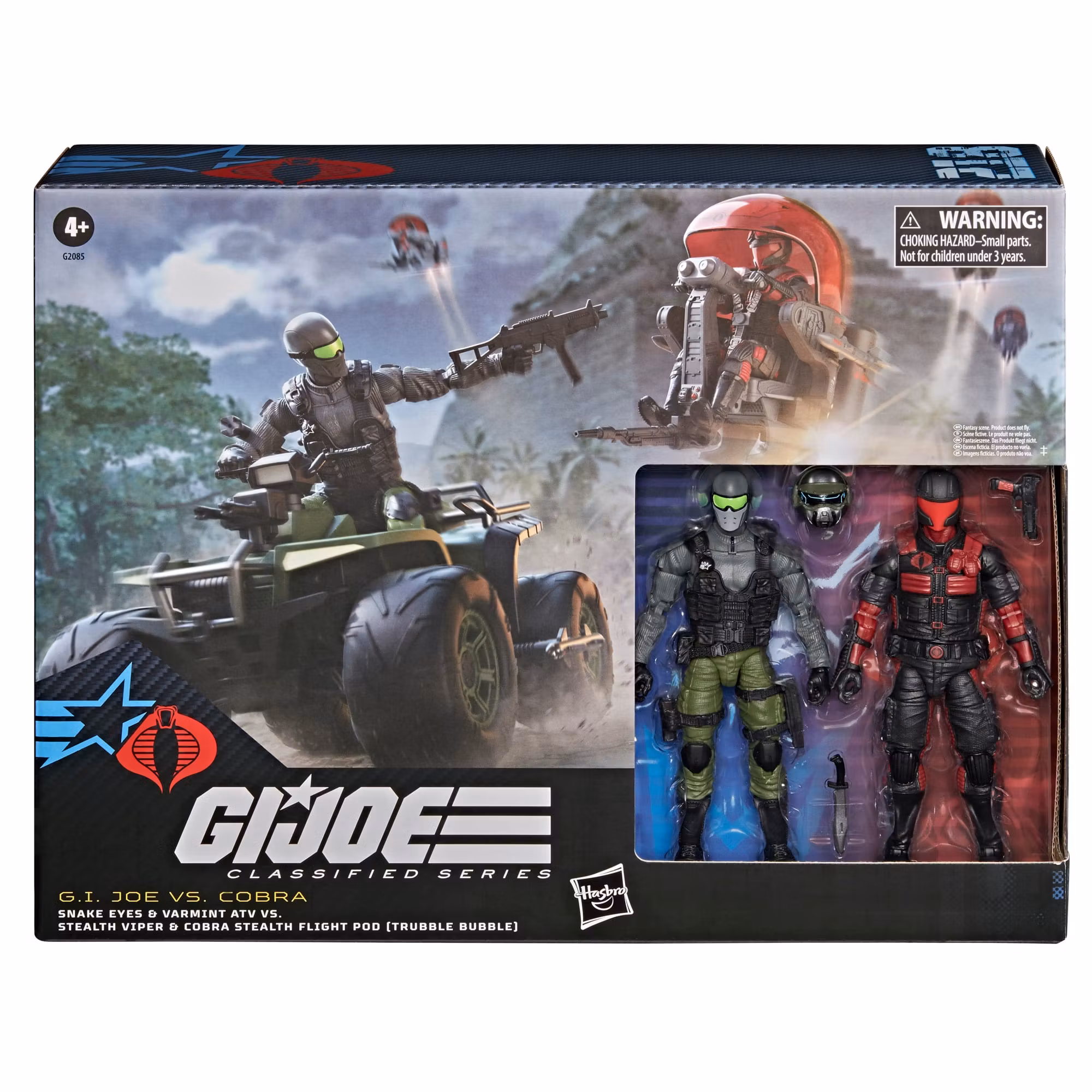 G.I. Joe Classified Series #218 Snake Eyes & Varmint ATV vs. Stealth Viper & Cobra Stealth Flight Pod (Trubble Bubble) Action Figure Two-Pack