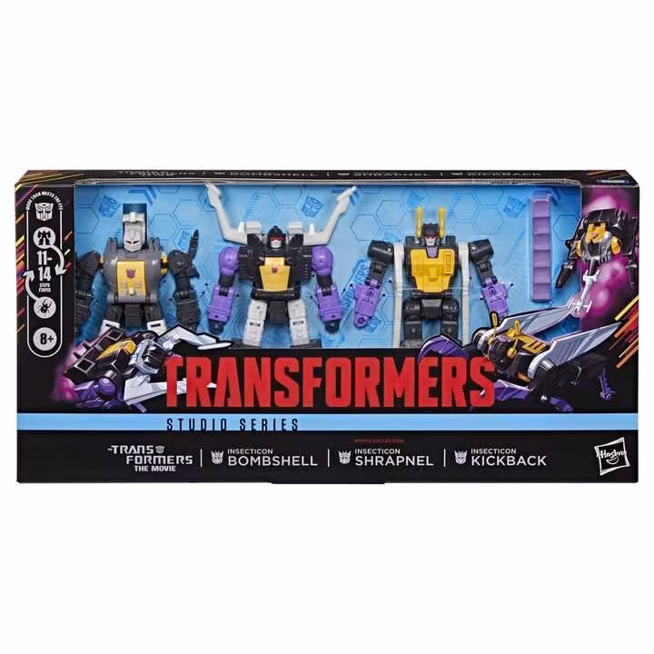 The Transformers: The Movie Studio Series Deluxe Class Insecticon Bombshell, Shrapnel & Kickback 3-Pack Action Figure