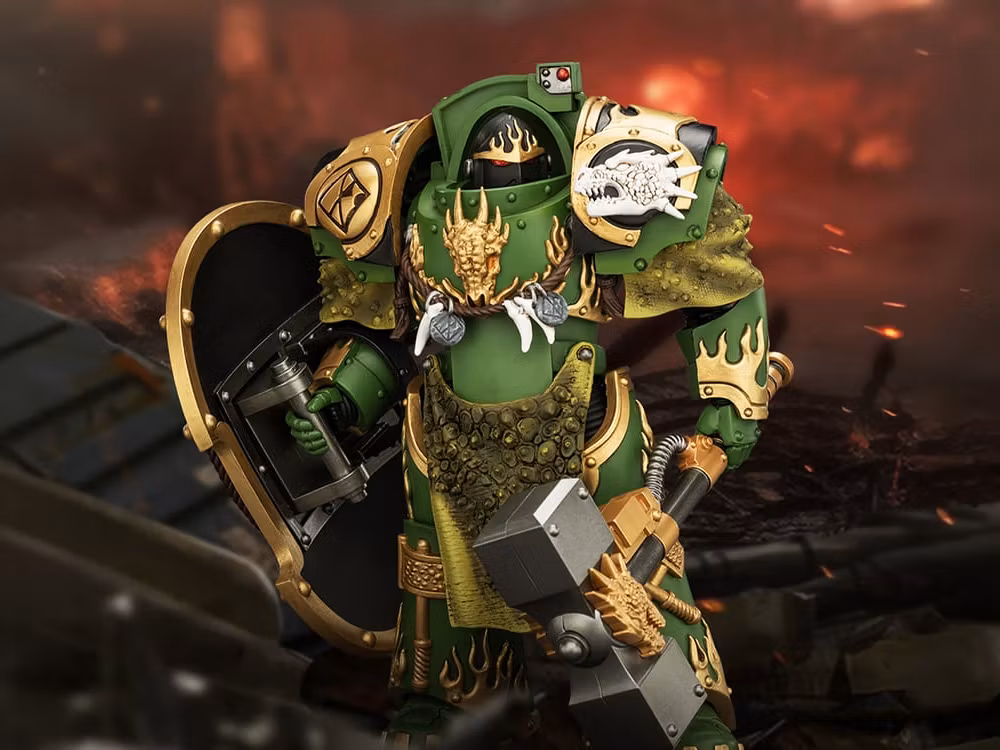 Warhammer: The Horus Heresy Salamanders Firedrake Terminator 1 with Thunder Hammer and Dragonscale Storm Shield 1/18 Scale Action Figure