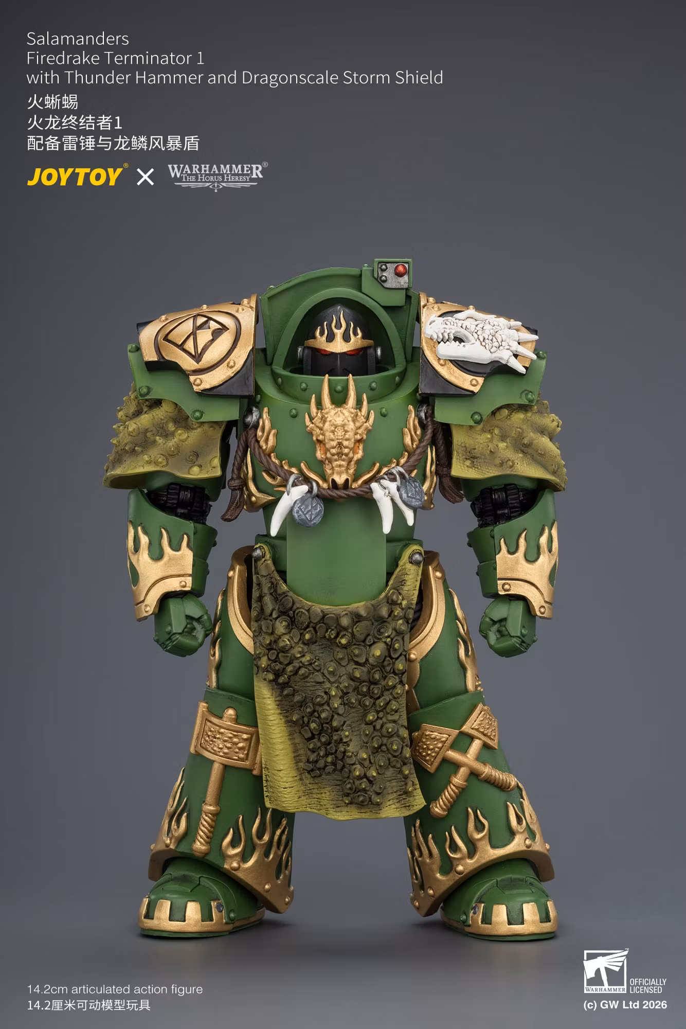 Warhammer: The Horus Heresy Salamanders Firedrake Terminator 1 with Thunder Hammer and Dragonscale Storm Shield 1/18 Scale Action Figure