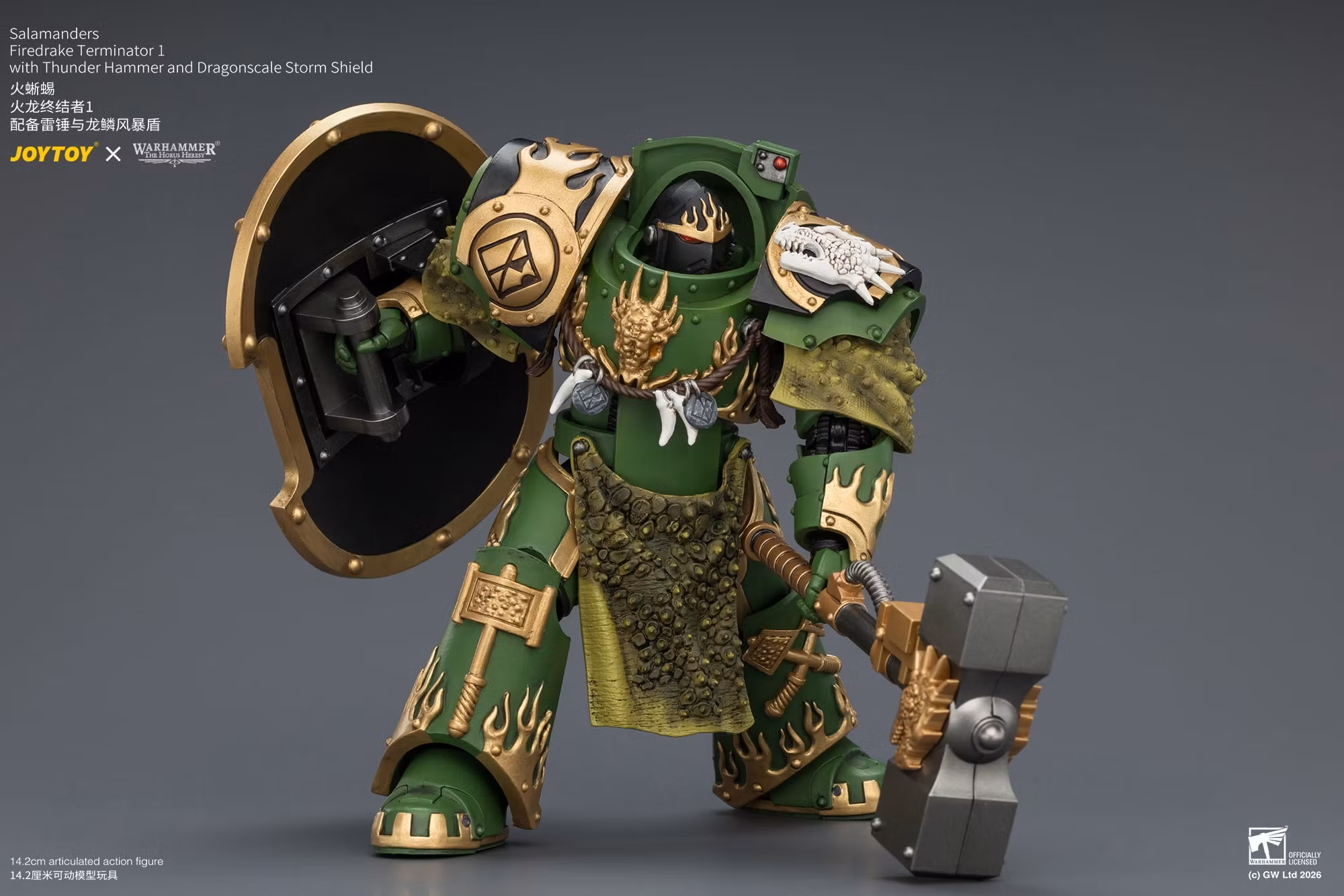 Warhammer: The Horus Heresy Salamanders Firedrake Terminator 1 with Thunder Hammer and Dragonscale Storm Shield 1/18 Scale Action Figure