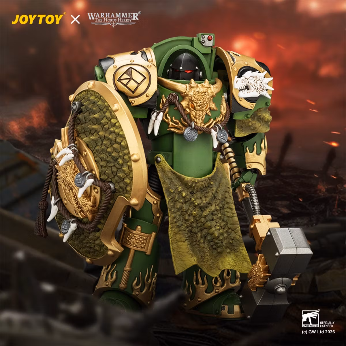 Warhammer: The Horus Heresy Salamanders Firedrake Terminator 2 with Thunder Hammer and Dragonscale Storm Shield 1/18 Scale Action Figure