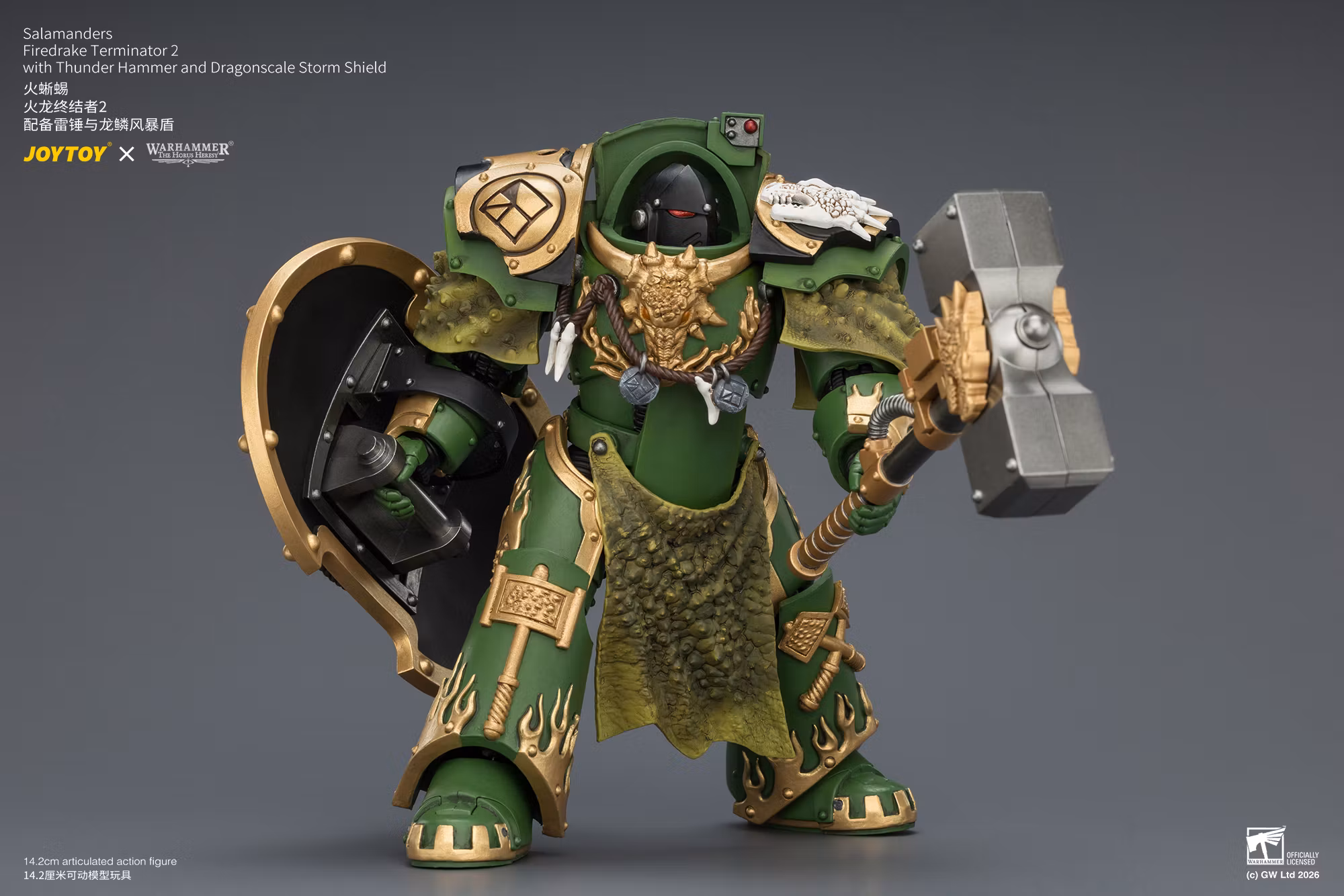 Warhammer: The Horus Heresy Salamanders Firedrake Terminator 2 with Thunder Hammer and Dragonscale Storm Shield 1/18 Scale Action Figure