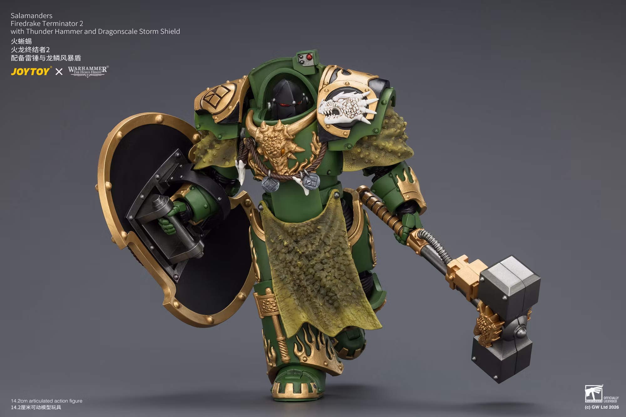 Warhammer: The Horus Heresy Salamanders Firedrake Terminator 2 with Thunder Hammer and Dragonscale Storm Shield 1/18 Scale Action Figure