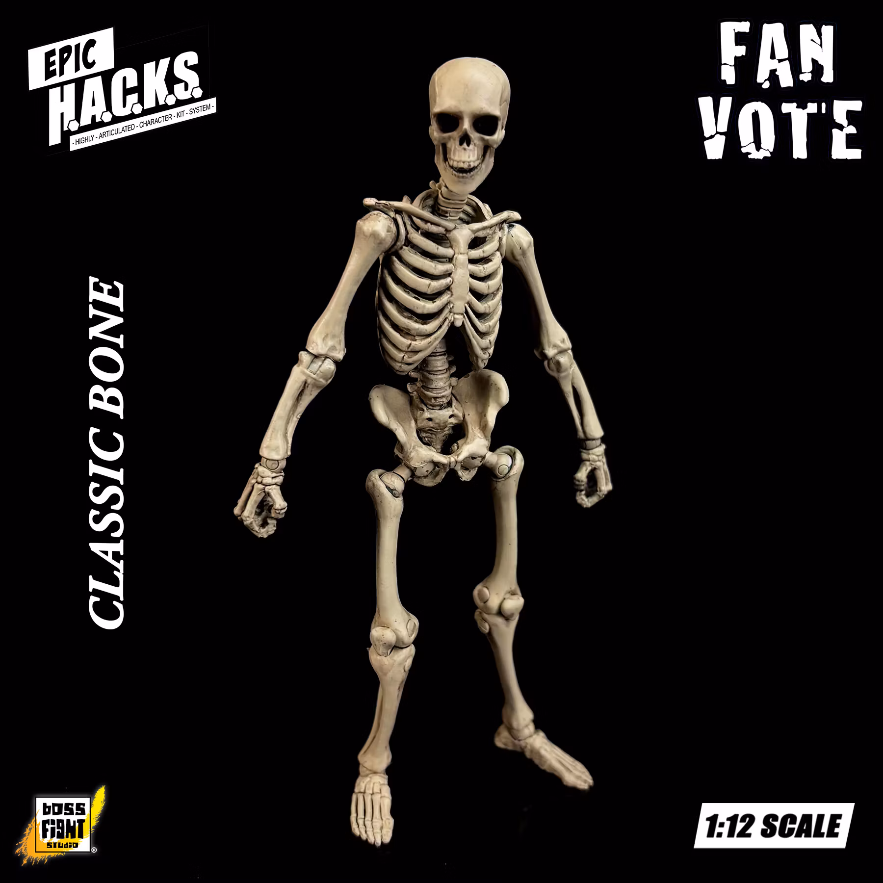 Epic H.A.C.K.S. Skeleton Blank (Classic Bone) 1/12 Scale Action Figure