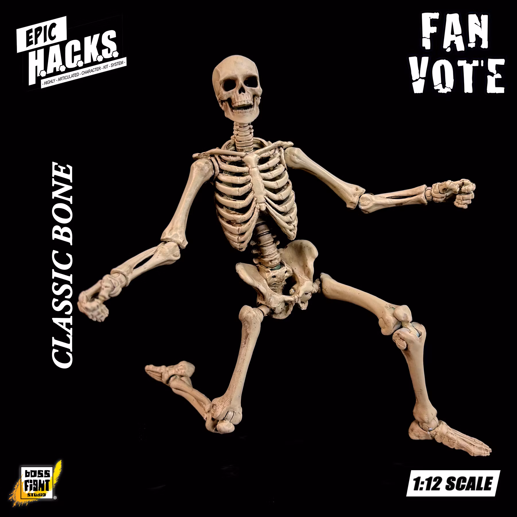 Epic H.A.C.K.S. Skeleton Blank (Classic Bone) 1/12 Scale Action Figure
