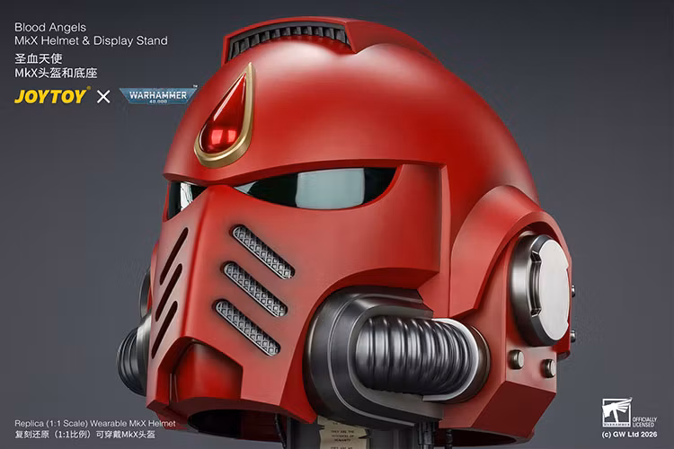 Warhammer 40,000 Blood Angels Mk X 1/1 Scale Helmet Replica with Display Stand