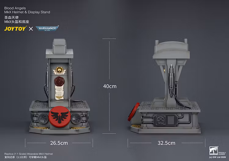 Warhammer 40,000 Blood Angels Mk X 1/1 Scale Helmet Replica with Display Stand