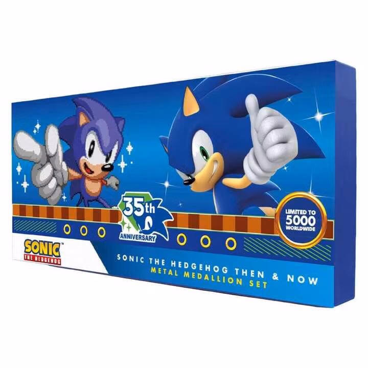 Sonic the Hedgehog Medallion Set 35th Anniversary Then & Now Limited Edition