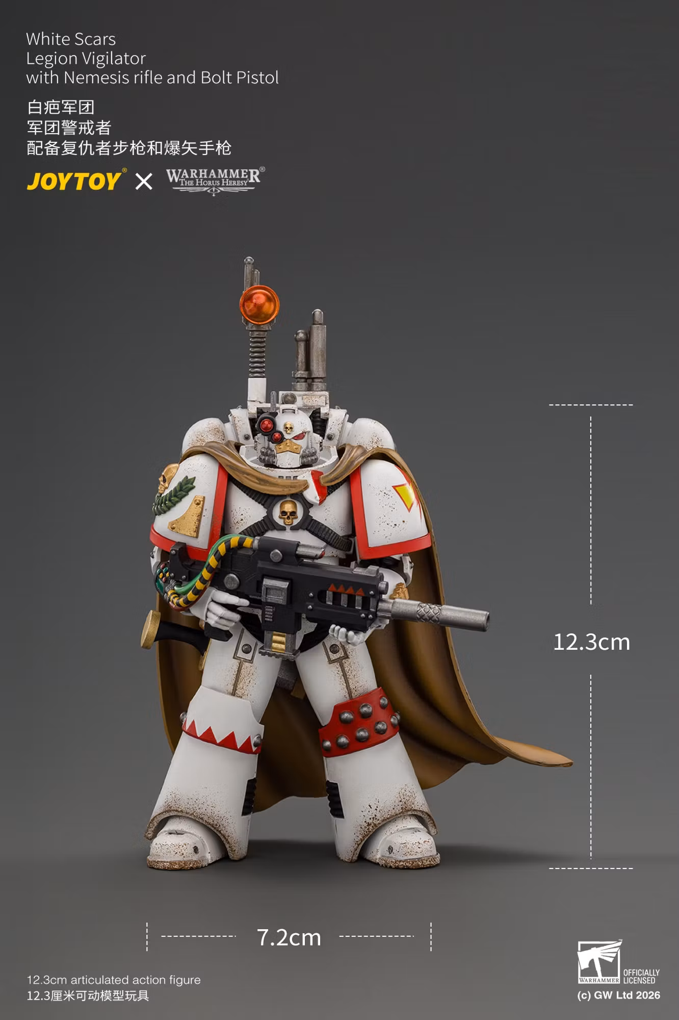Warhammer: The Horus Heresy White Scars Legion Vigilator with Nemesis Rifle and Bolt Pistol 1/18 Scale Action Figure