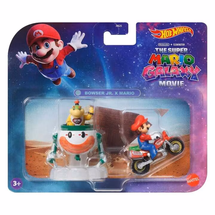 Super Mario Hot Wheels Die-Cast Vehicles 2-Pack 1/64 Mario & Bowser Jr.