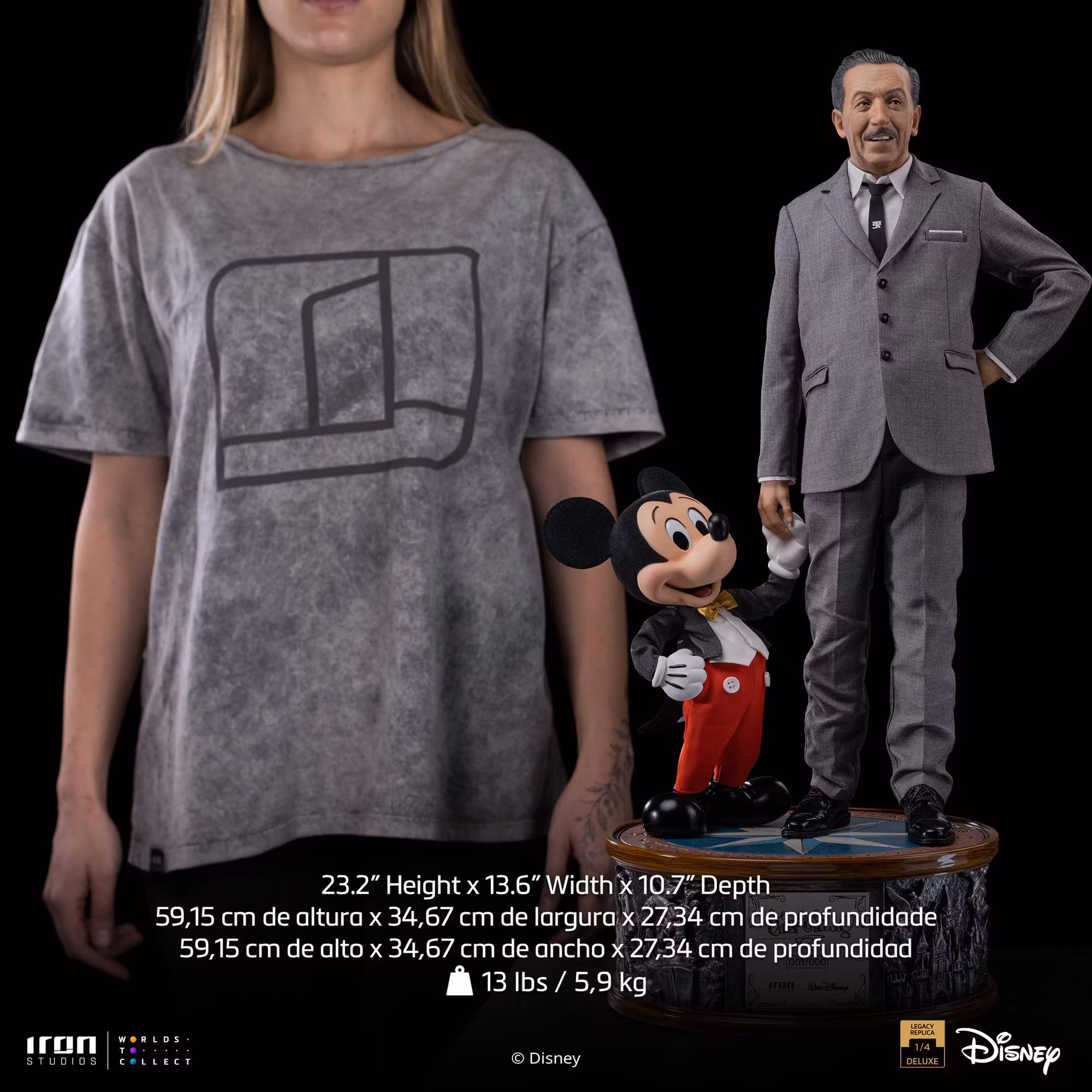 Disney Classics Walt Disney & Mickey Mouse Legacy Replica 1/4 Scale Statue