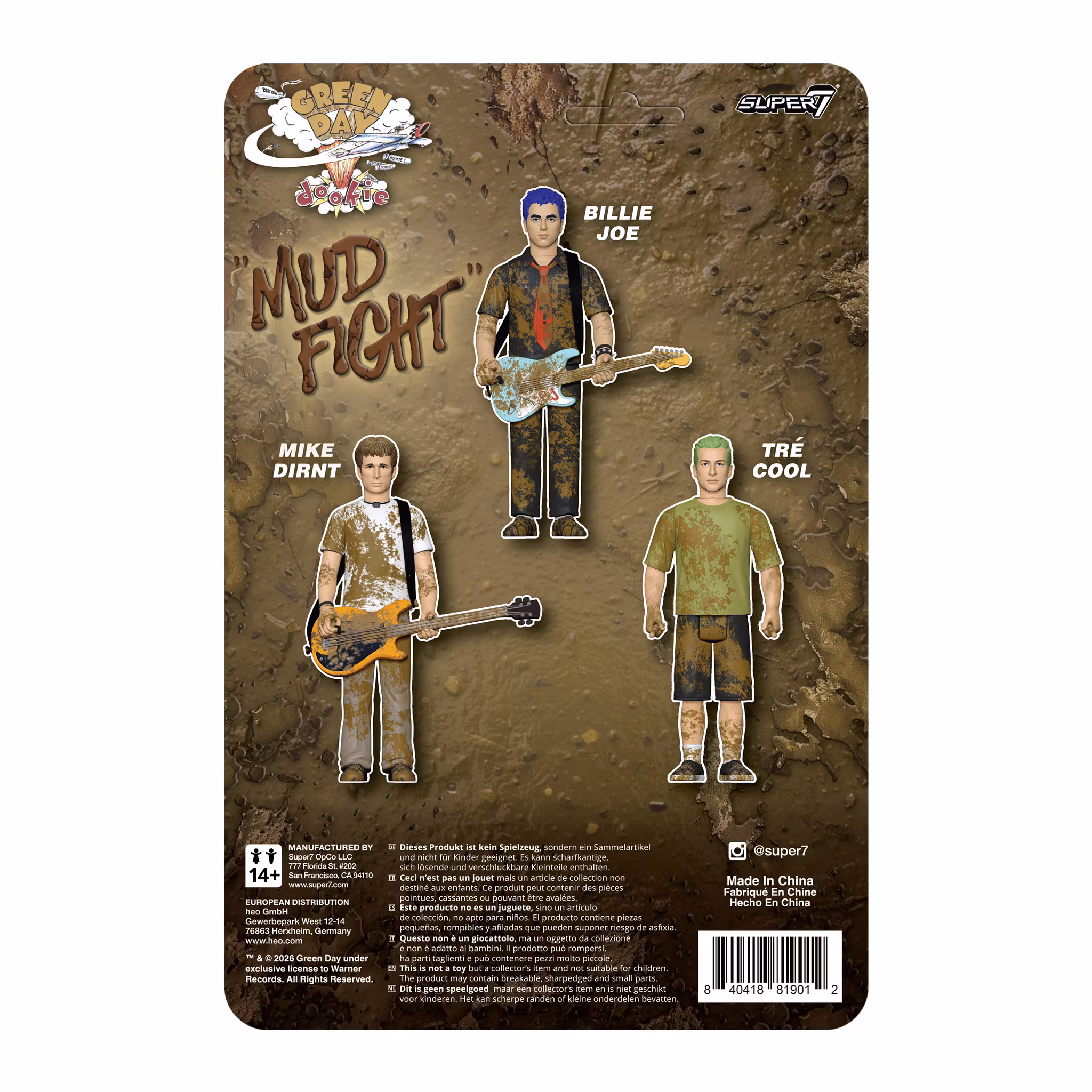 Green Day ReAction Tre Cool (Mud Fight) Action Figure