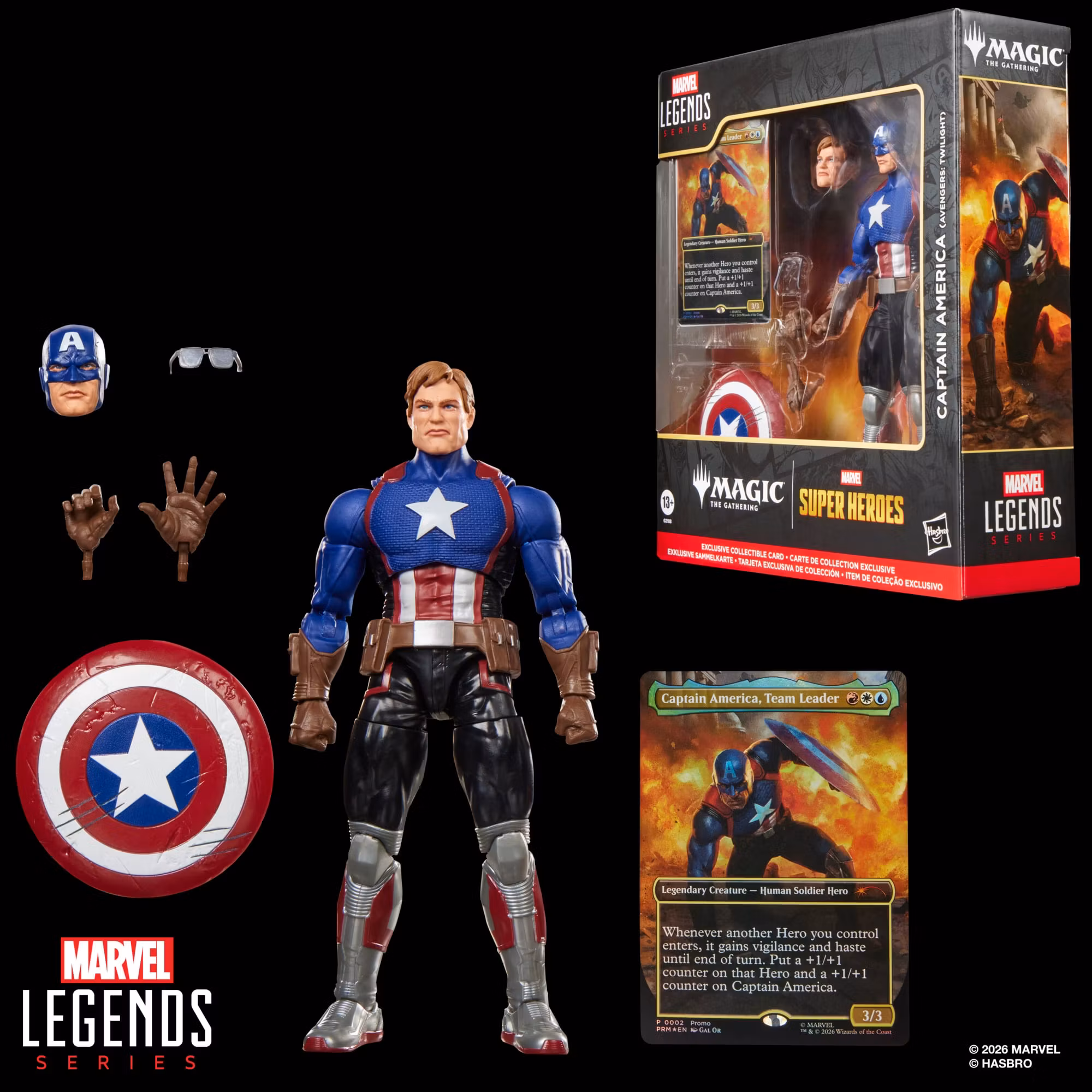 Marvel Legends Captain America Action Figure with Exclusive Magic: The Gathering Card