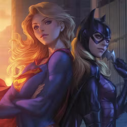 DC Comics Fine Art Print Supergirl & Batgirl