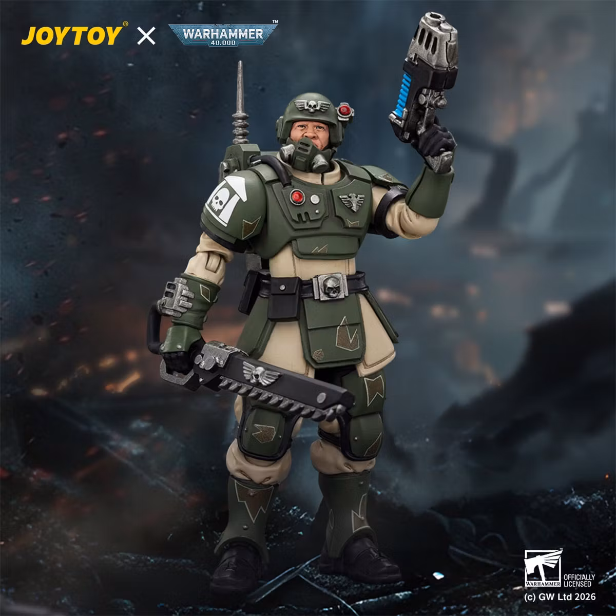 Warhammer 40,000 Astra Militarum Kasrkin 1 with Chainsword and Plasma Pistol 1/18 Scale Action Figure