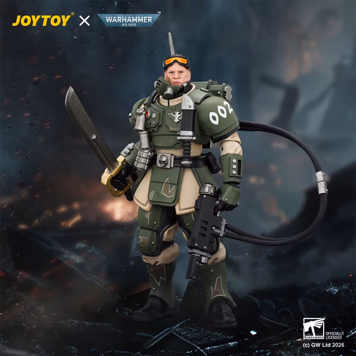 Warhammer 40,000 Astra Militarum Kasrkin 7 with Hot-shot Laspistol and Power Sword 1/18 Scale Action Figure